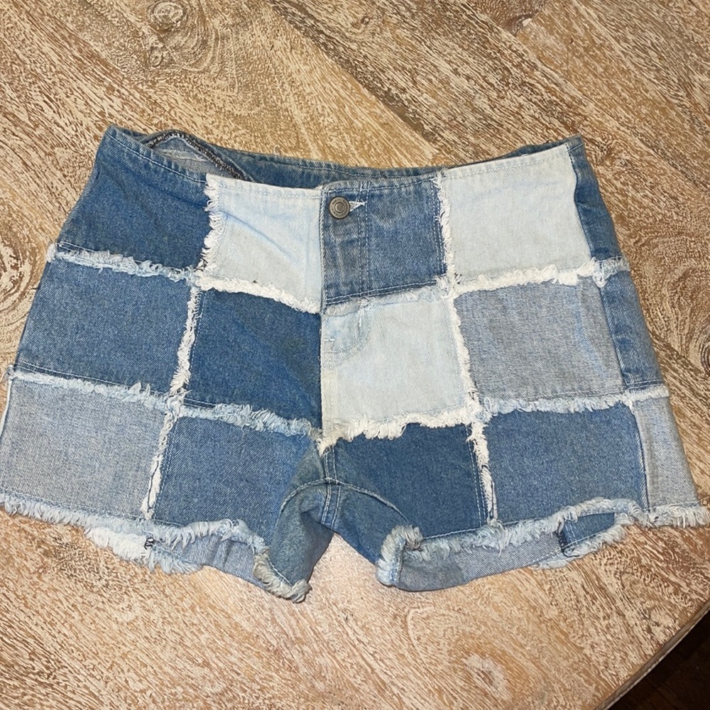 vintage patchwork denim/jean shorts Y2K
